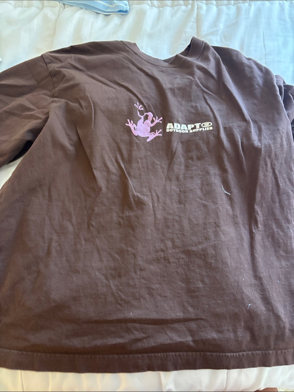 H&M Brown Short Sleeve Tee with Pink Frog Graphic